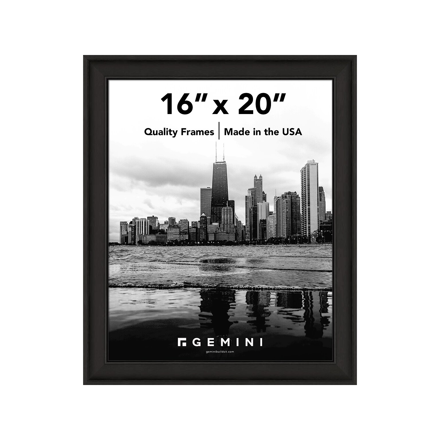 Gemini 16 x 20 Wood Picture Frame, Rich Black (G705)