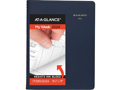 2024-2025 AT-A-GLANCE 8.25" x 11" Weekly Appointment Book, Navy (70-950-20-24)