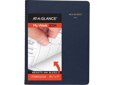 2024-2025 AT-A-GLANCE 8.25" x 11" Weekly Appointment Book, Navy (70-950-20-24)