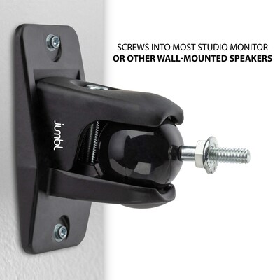 Jumbl ProGrip Ultra Stainless Steel Speaker Wall Mount Brackets, Black, 2/Set (SINSB7B)