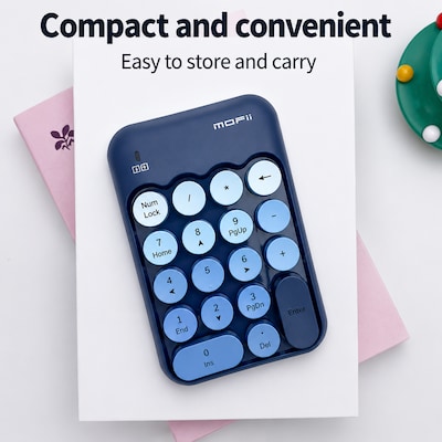 SaharaCase Retro Numeric Keypad Wireless Ergonomic Number Pad, Navy Blue (KB49)