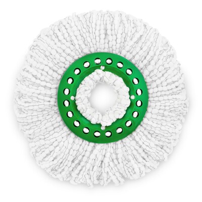 Libman Tornado Microfiber Spin Mop Head, Green/White, 4/Carton (1284004)