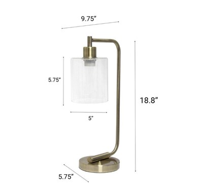 Creekwood Home Vintage Vantage 18.8 Minimalist Industrial Curved Arm Desk Lamp, Feit LED Bulb, Anti