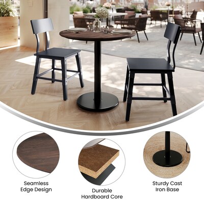 Flash Furniture Acadia 31.25" Round Wooden Dining Table with Round Base, Dark Brown/Black Base (STRD31WBRTR18)