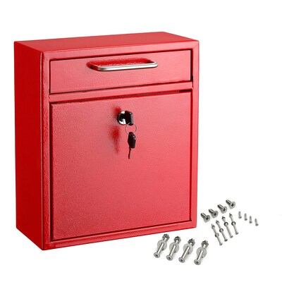 AdirOffice Steel Indoor/Outdoor Interoffice Drop Box Mailbox, Medium, Red (631-05-RED-PKG)