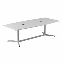 Bush Business Furniture 96W x 42D Boat Shaped Conference Table with Metal Base, White (99TBM96WHSVK)