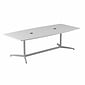 Bush Business Furniture 96W x 42D Boat Shaped Conference Table with Metal Base, White (99TBM96WHSVK)