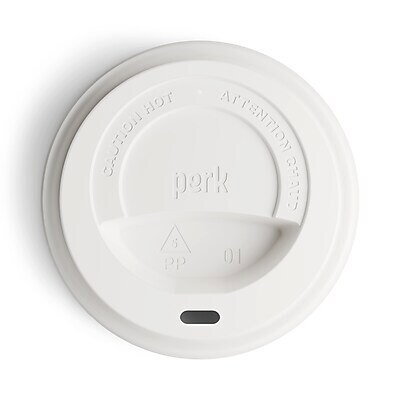 Perk Plastic Hot Cup Lids, 50 Count Disposable Coffee Cup Lids for 10–16 Oz Paper Hot Cups, White