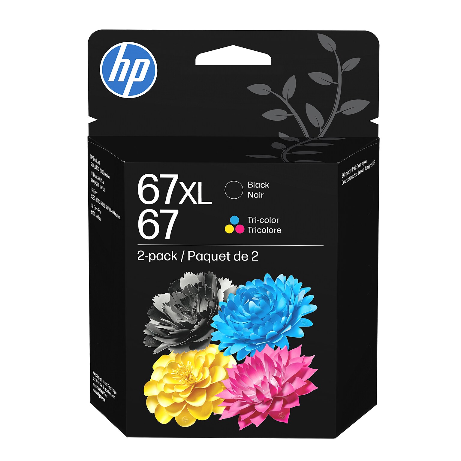 HP 67XL/67 Black High Yield and Tri-Color Standard Yield Ink Cartridge, 2/Pack (3YP30AN#140)