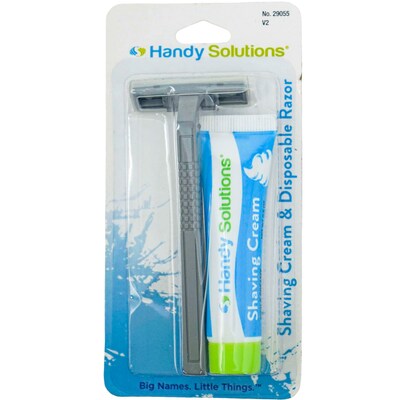 Handy Solutions Twin Blade Razor & Shave Cream Kit, 6 Kits/Box, 16 Boxes/Carton