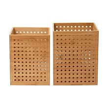 Mind Reader Lattice Collection Bamboo Wastepaper Basket Set, 1.9 and 2.6 Gallon, Brown (2LATGARB-BRN