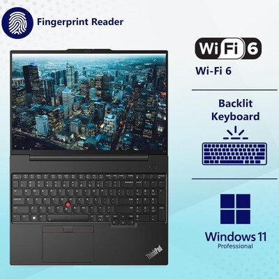 Lenovo ThinkPad E16 G2 16" AI Laptop, Intel Core Ultra 5 125U, 16GB RAM, 1TB SSD, Windows 11 Pro (21MAS0BV00)