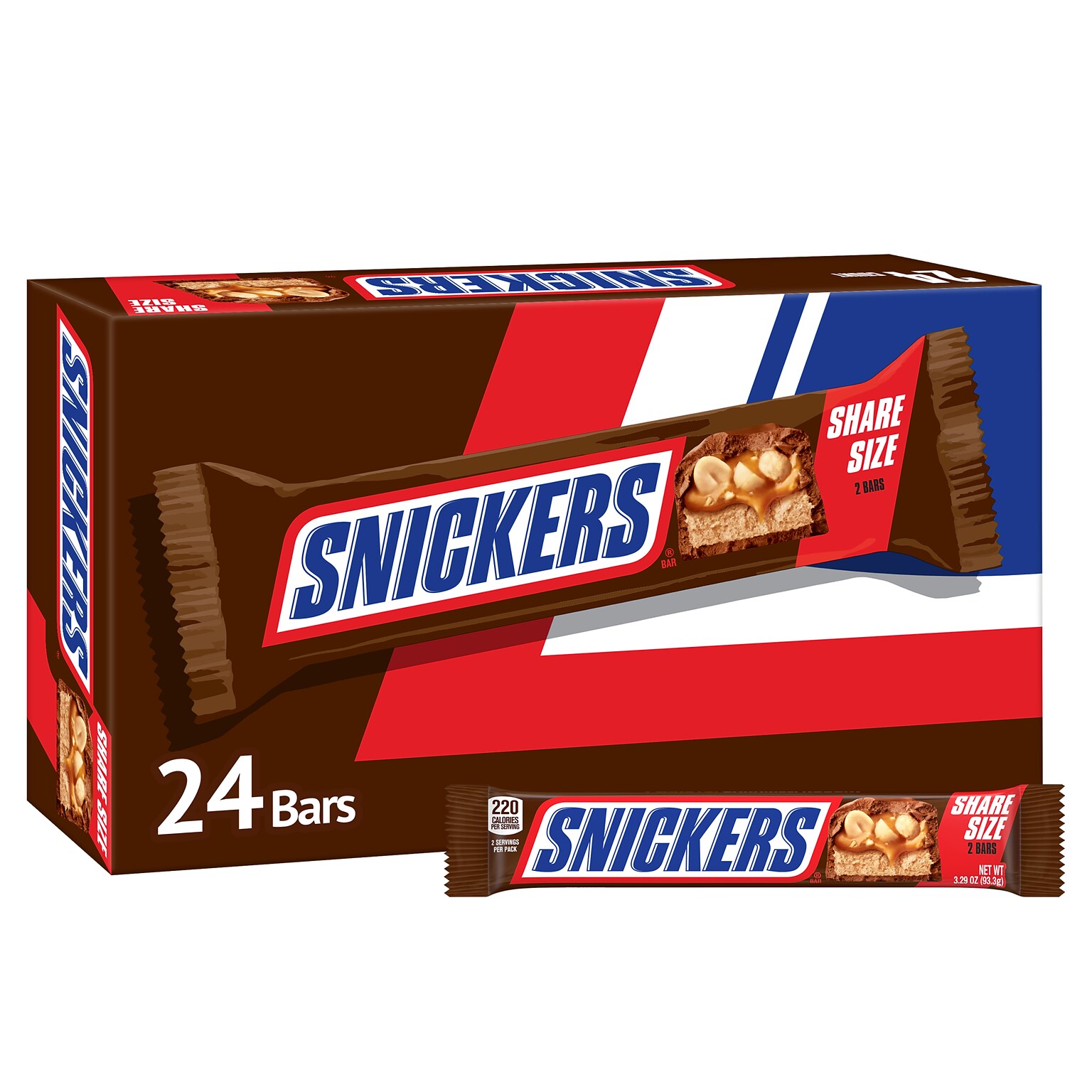 Snickers Sharing Size Milk Chocolate Candy Bars, 78.96 oz., 24/Box (MMM32252)