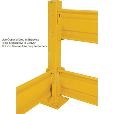 Global Industrial Guard Rail Post for Double Rail, 42"H, Yellow (436732)