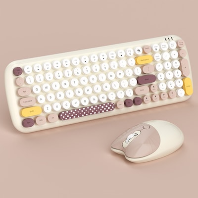 SaharaCase Wireless Ergonomic Keyboard and Laser Mouse Combo, Beige (KB16)