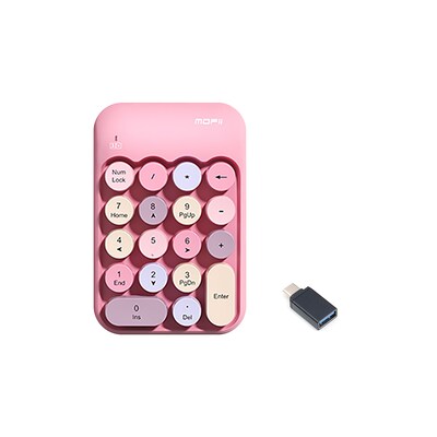 SaharaCase Retro Numeric Keypad Wireless Ergonomic Number Pad, Pink (KB45)