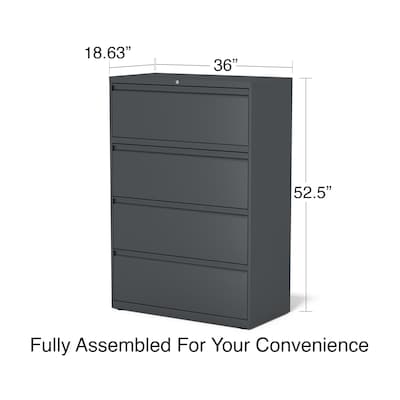 Quill Brand® 4-Drawer Lateral File Cabinet, Locking, Letter/Legal, Charcoal, 36"W (26825D)