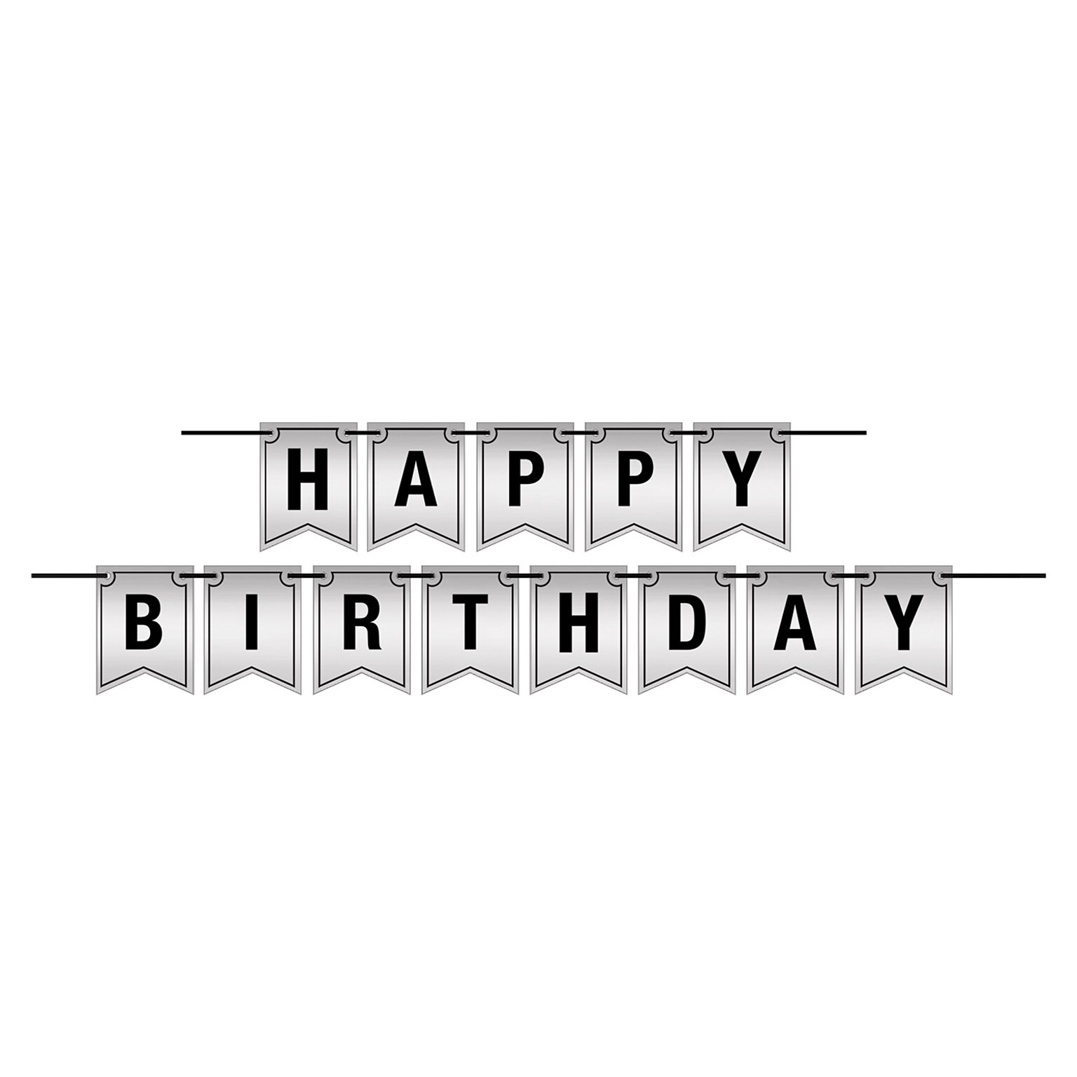 Beistle Foil Cardstock Happy Birthday Streamer, Silver, 3/Pack (53443)