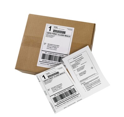 Avery TrueBlock Laser Shipping Labels with Receipts, 5-1/16" x 7-5/8", White, 1 Label/Sheet, 50 Sheets/Box (5127)