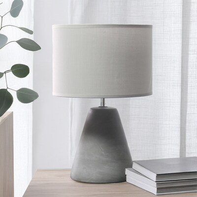 Creekwood Home Tapered Concrete 14.37" LED Table Lamp, Gray (CWT-1010-GY)