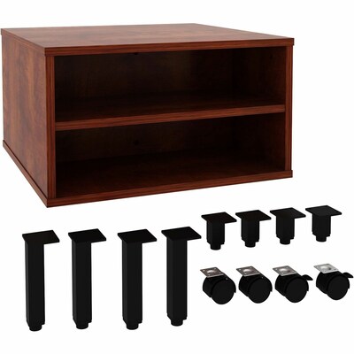 Lorell 24"W x 24"D Laminate Square Reception Table with Storage, Cherry (LLR69201)