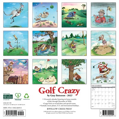 2027 Willow Creek Golf Crazy by Gary Patterson 12 x 12 Monthly Wall Calendar (60490)