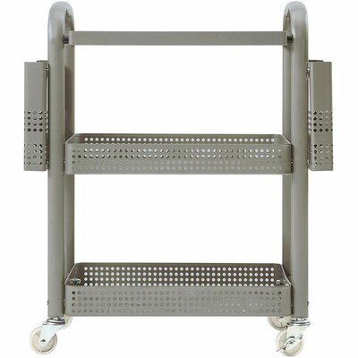 Lorell 2-Shelf Metal Mobile File Cart with Caster Wheels, Champagne Gold (LLR45654)