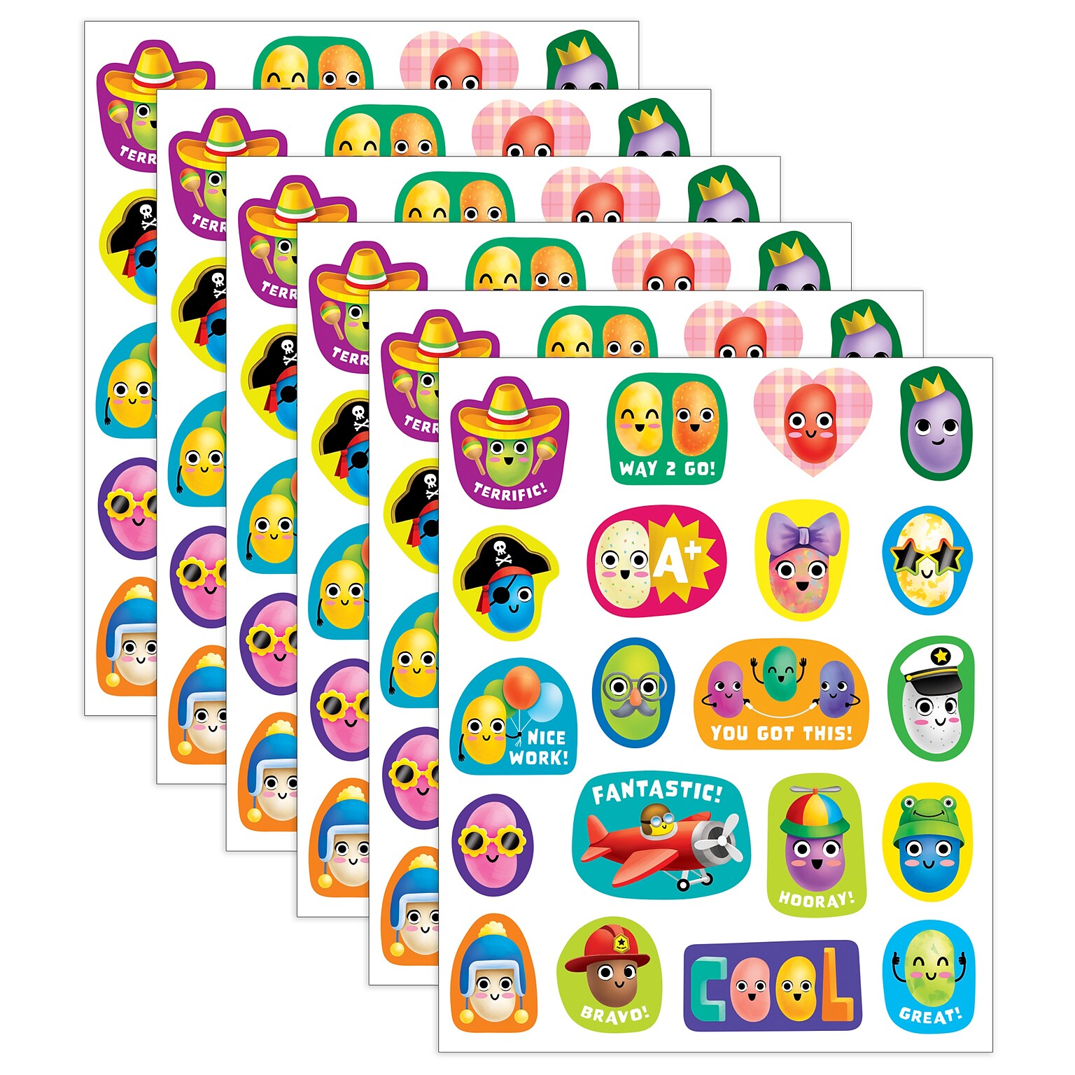 Teacher Created Resources Jelly Bean Smelly Stickers, Multicolored, 120/Pack, 6/Packs/Bundle (TCR9441-6)