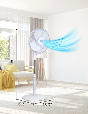 Black & Decker 16 Oscillating Pedestal Fan, 3-Speed, White (BFSR16W)