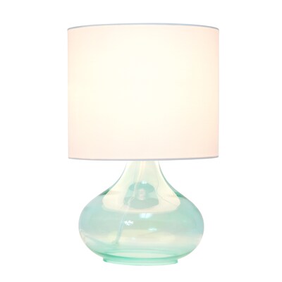 Creekwood Home Modern Glass 13.75 LED Table Lamp, Aqua/White (CWT-1014-AW)