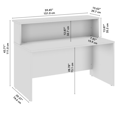 Bush Business Furniture Arrive 60"W Reception Desk with Shelf, Storm Gray (ARV001SG)