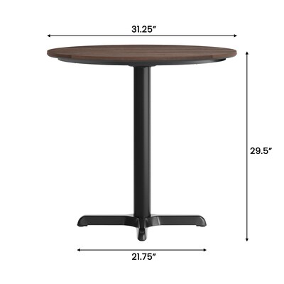 Flash Furniture Acadia 31.25" Round Wooden Dining Table with X-Base, Dark Brown/Black Base (STRD31WBRT2222)