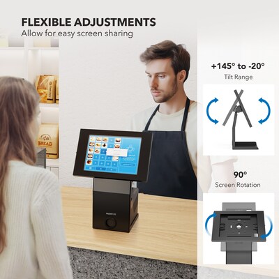Mount-It! Adjustable Anti-Theft Tablet Kiosk with Printer Shelf, Black (MI-3883B_G10)