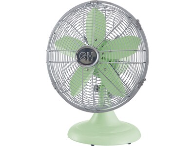 Good Housekeeping Oscillating Desk Fan, 3-Speed, Silver/Green (92607)