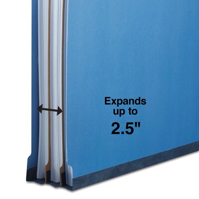 Quill Brand® End-Tab Partition Folders, 2 Partitions, 6 Fasteners, Cobalt Blue, Legal, 15/Box (749026)