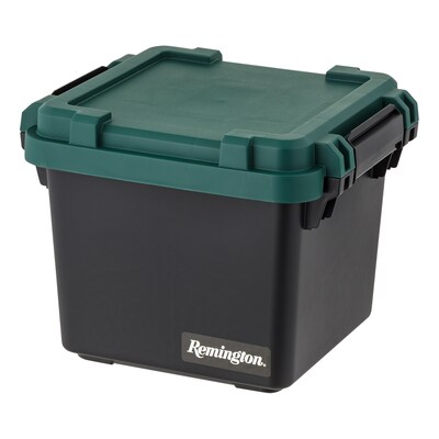 Iris Heavy Duty 30 Qt. Storage Bin with Latching Lid, Plastic, Black, 4/Pack (500343)