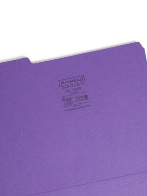 Universal Interior File Folders, 1/3-Cut Tab, Letter Size, Violet, 100/Box (10283)