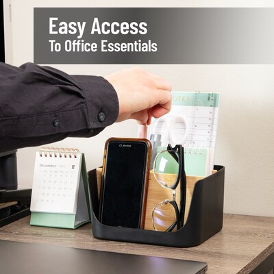 Mind Reader 5-Compartment Plastic Desk Organizer, Black (SLORG-BLK)