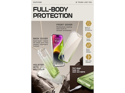 SupCase Unicorn Beetle PRO Rugged Case for iPhone 15 Pro Max, Shock-Absorbing, Gradient Green (SPH23MX67UBPSGG)