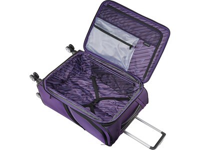 American Tourister Zoom Turbo Polyester 4-Wheel Spinner Luggage, Purple (131400-1717)