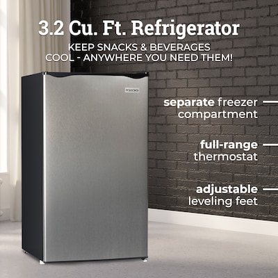Igloo 3.2 Cu. Ft. Refrigerator with Freezer, Platinum (IRF32PL6A)