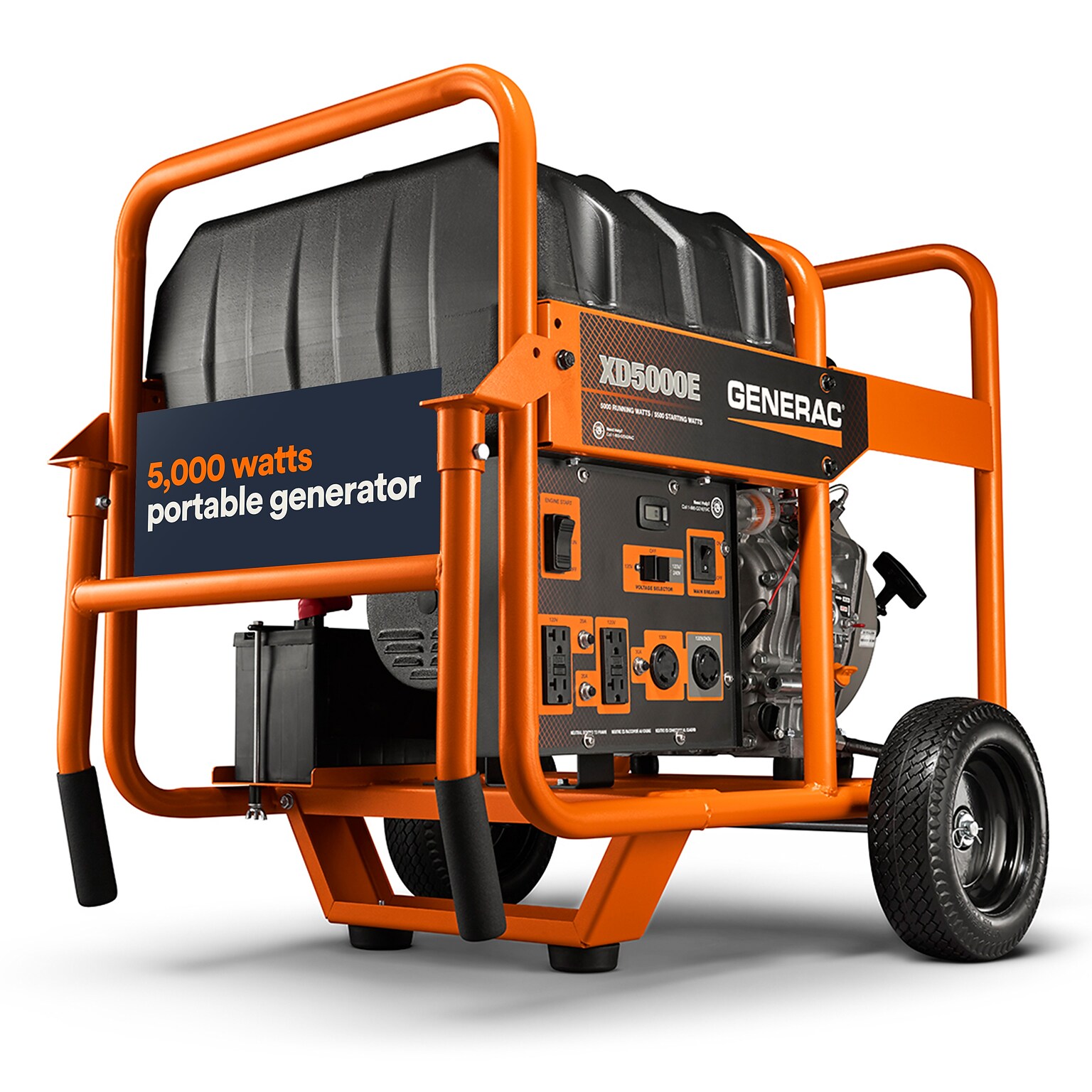 Generac Power Systems XD5000E Portable Generator, Electric/Recoil Start, Diesel, 5000 Watts (6864)