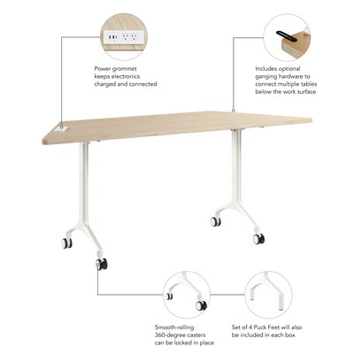 Bush Business Furniture Synergy 72"W Trapezoid Shaped Conference Table, Natural Elm (SGD172NE)