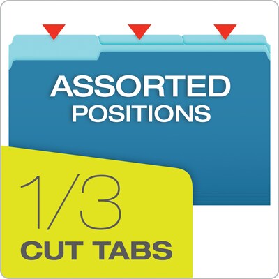 Pendaflex Recycled File Folder, 1/3-Cut Tab, Legal Size, Assorted, 100/Box (43501/3ASST)
