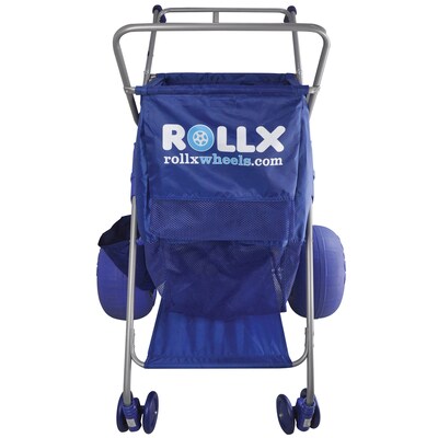 Rollx Big Balloon Wheel Foldable Beach Cart Storage Wagon for Sand with 13-In. Beach Tires, Blue (RLX1-1107)