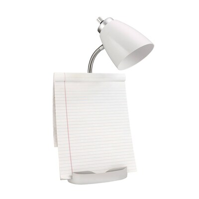 Creekwood Home Sleek Essentials 18.5" Flexible Coordinating Desk Lamp with USB Port and Storage, White (CWD-1004-WH)