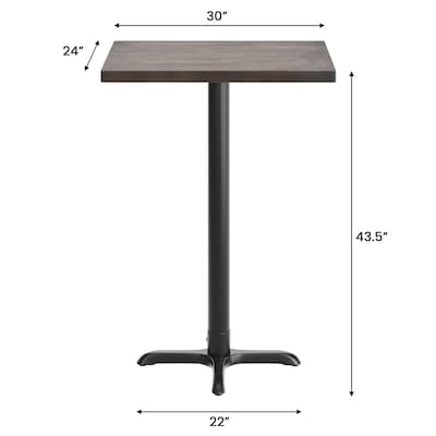 Flash Furniture Bennett Wooden Commercial Indoor Table, 30" x 24", Dark Brown Top/Black Base (GSF2430DBT2222B)