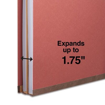 Staples 60% Recycled Pressboard Classification Folder, 1-Divider, 1.75" Expansion, Legal Size, Brick Red, 20/Box