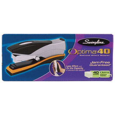 Swingline Optima 40 Reduced Effort Desk Stapler, 40-Sheet Capacity, Silver/Black (87845)