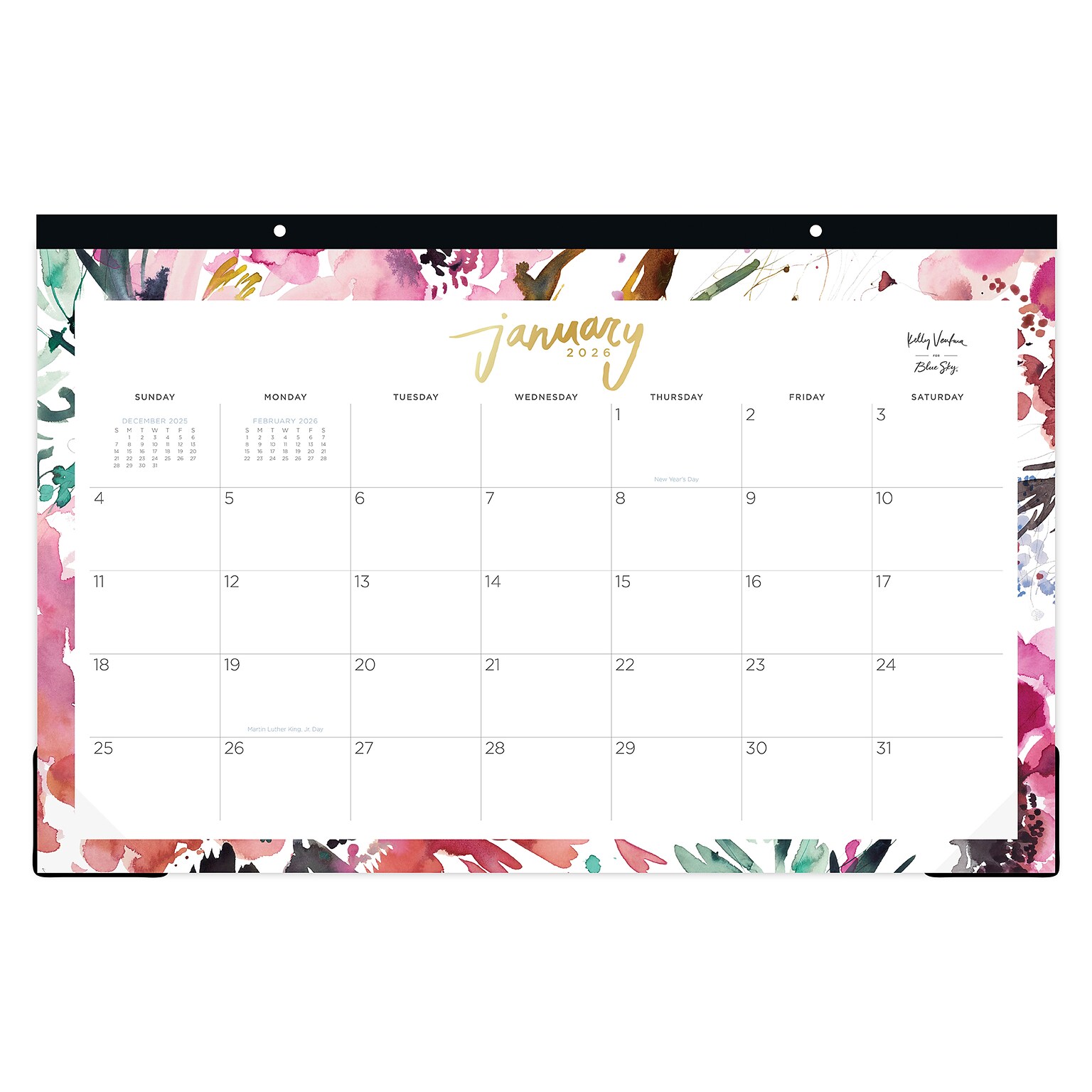 2026 Blue Sky Kelly Ventura Magenta Blooms 17 x 11 Monthly Desk Calendar (149057-26)